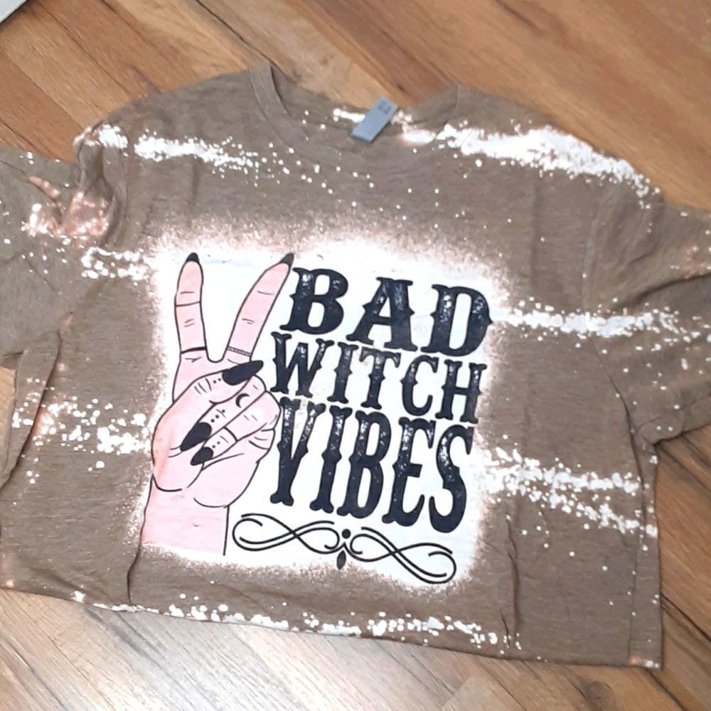 Bella Canvas Bad Witch Vibes Bleached Tee Size M